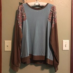 Paisley Print Mixed Media Top